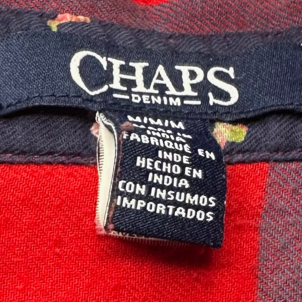 Chaps Denim Plaid Flannel Button Up Shirt Red/Blue/White Size M - Picture 12 of 12
